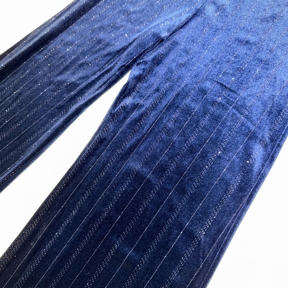 Vilagallo Venus Navy Velvet Glitter Stripe Cocktail Pants – EU 38 / US 6 – NWT - Picture 4 of 11